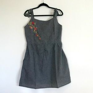 Black gingham summer dress with flower detail